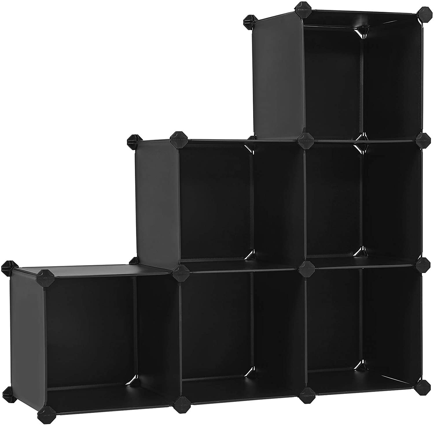 Lasa Cube Storage Organiser, Black, 6-Pack - 30cm PP Plastic Modular Shelving