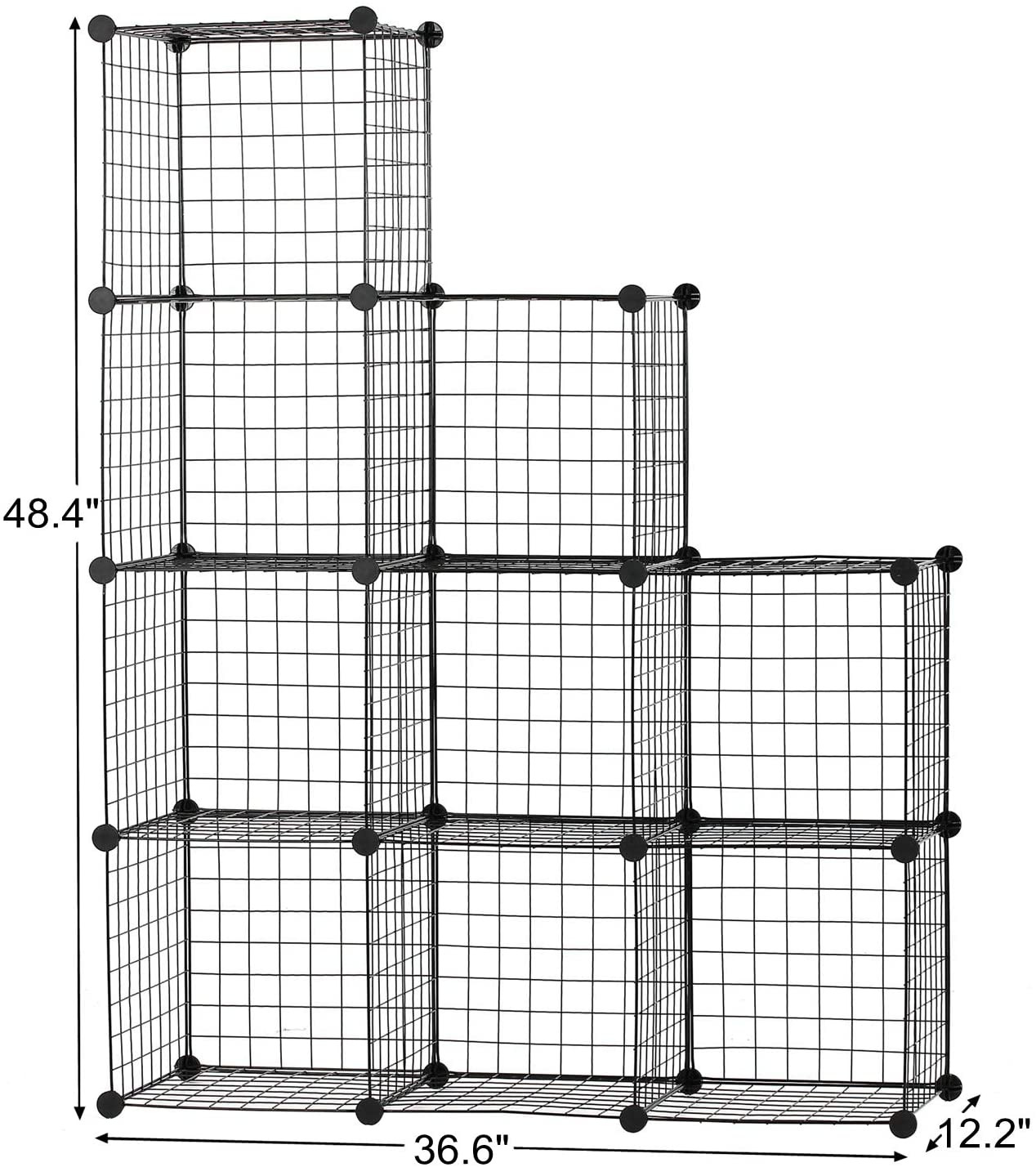 Lasa 9-Cube Wire Metal Grid Storage Organiser - Modular DIY Shelving Unit, Black