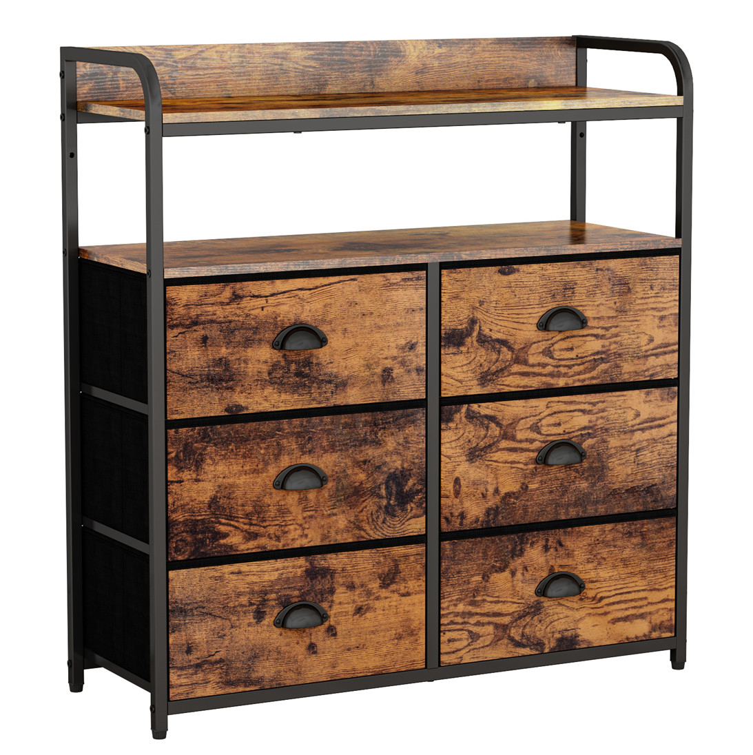 Lazava 6-Drawer Fabric Dresser, 80cm - Linen Drawers on MDF Frame with Anti-Tip Kit