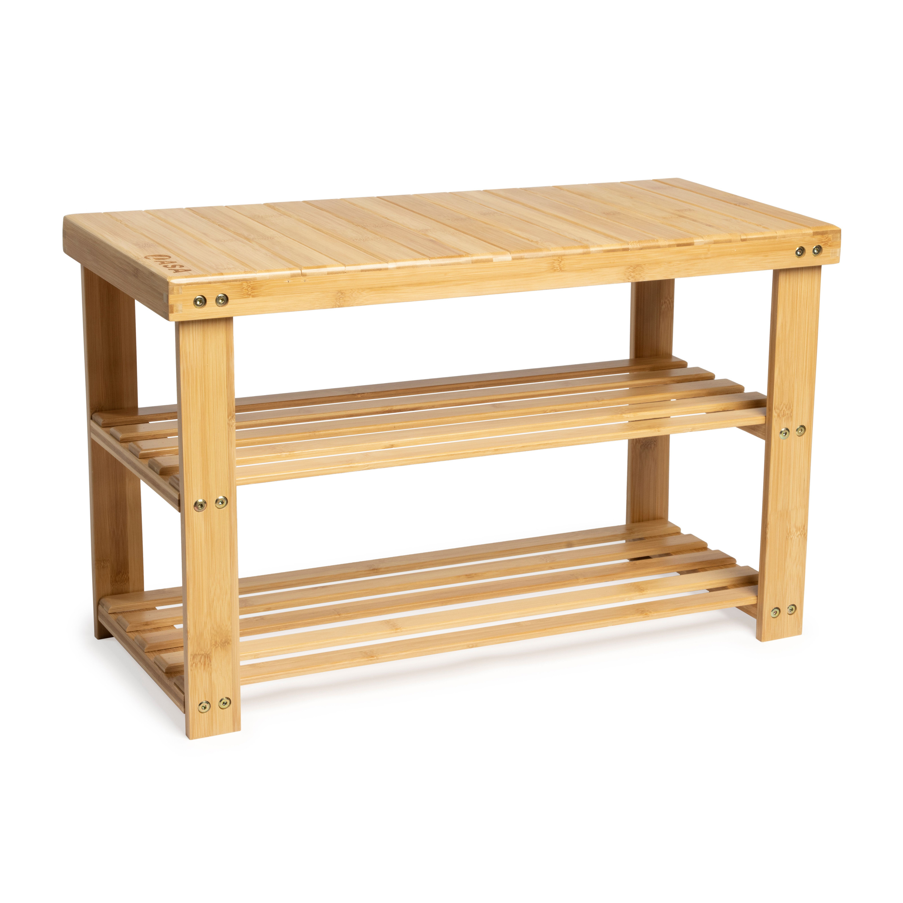 Lasa 3-Tier Bamboo Shoe Bench, 68 x 30 x 43cm - Entryway Seat & Storage, 120kg