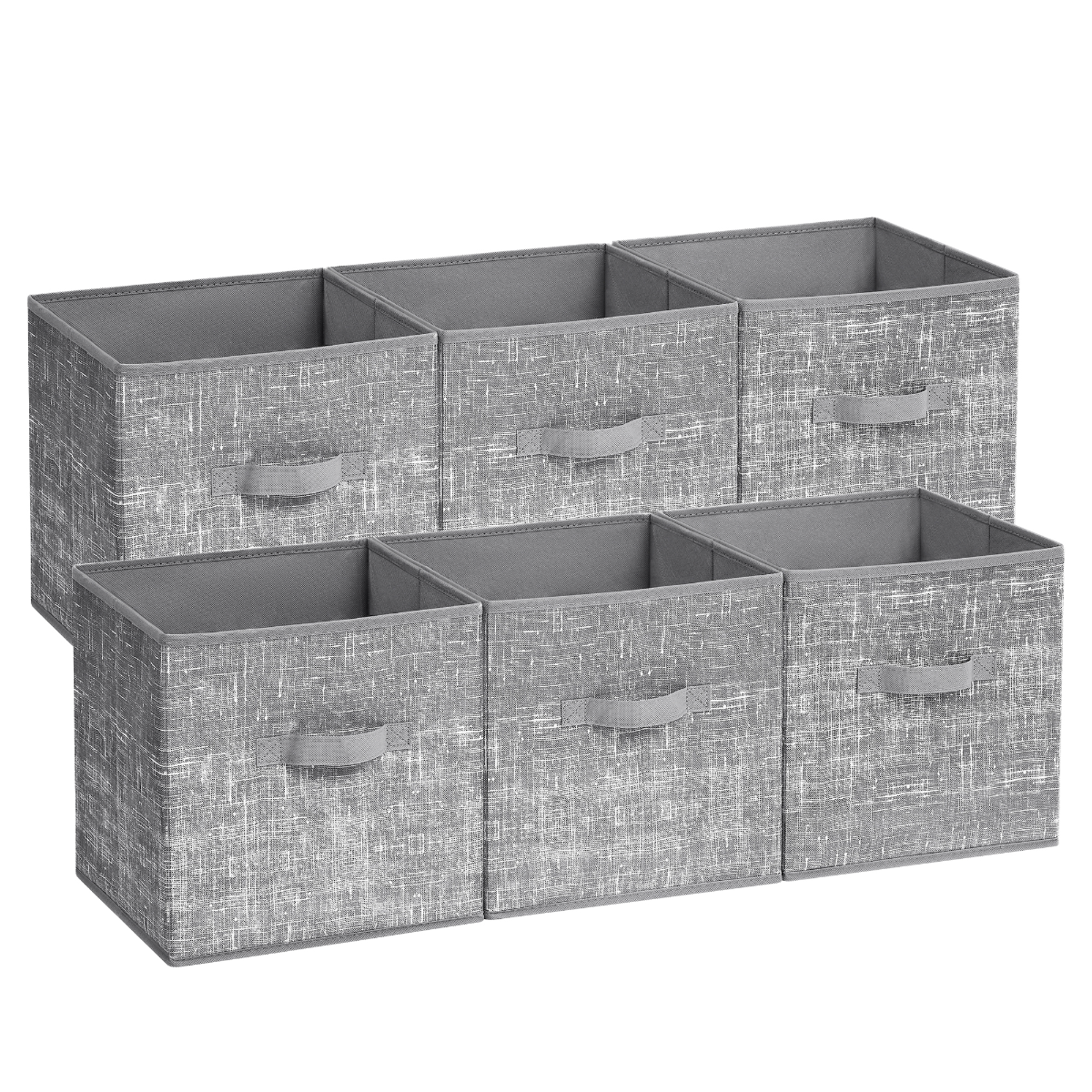 Lasa Foldable Fabric Storage Cubes, Set of 6, Grey - Non-Woven Closet Organiser Bins