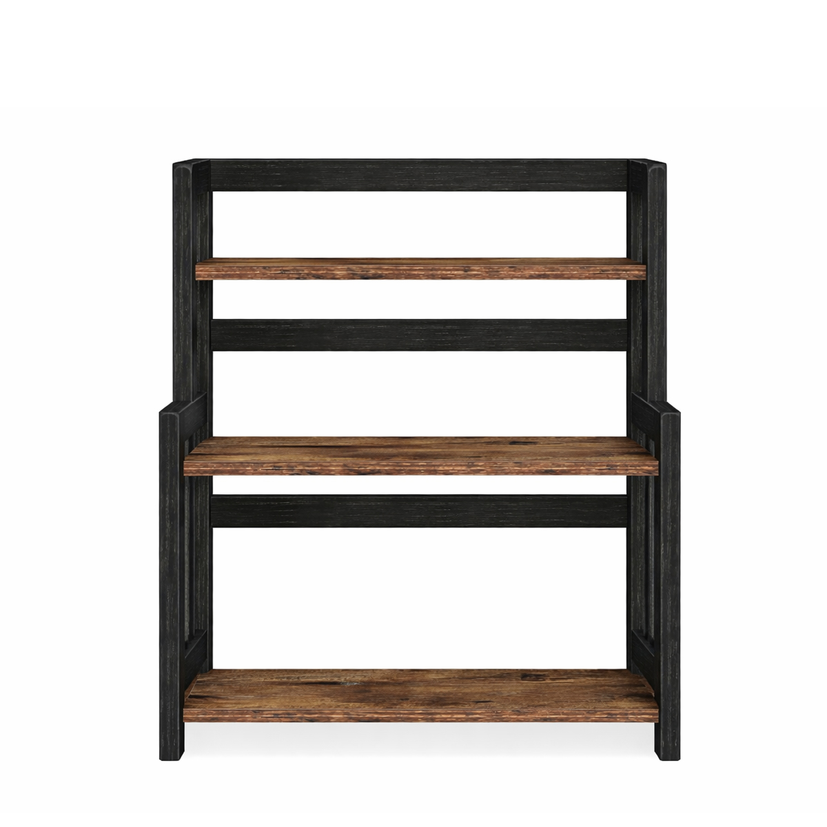 Lazava 3-Tier Spice Rack, Rustic Brown - Bamboo Shelves on Black Metal Frame for Kitchen