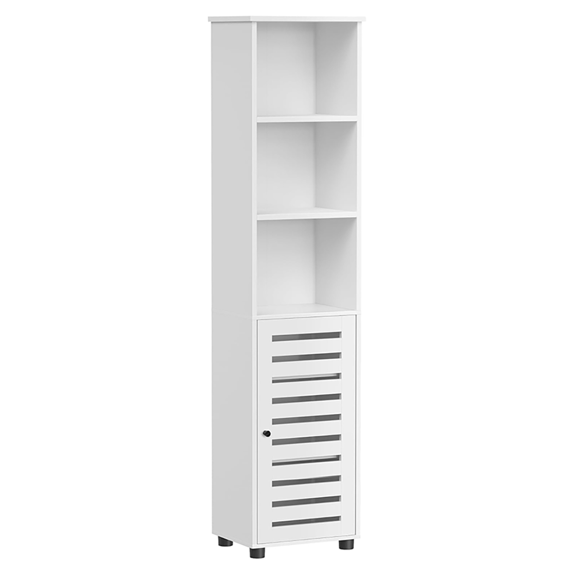 Lazava Tall White Storage Cabinet - 3 Shelves & Door for Bath or Hallway