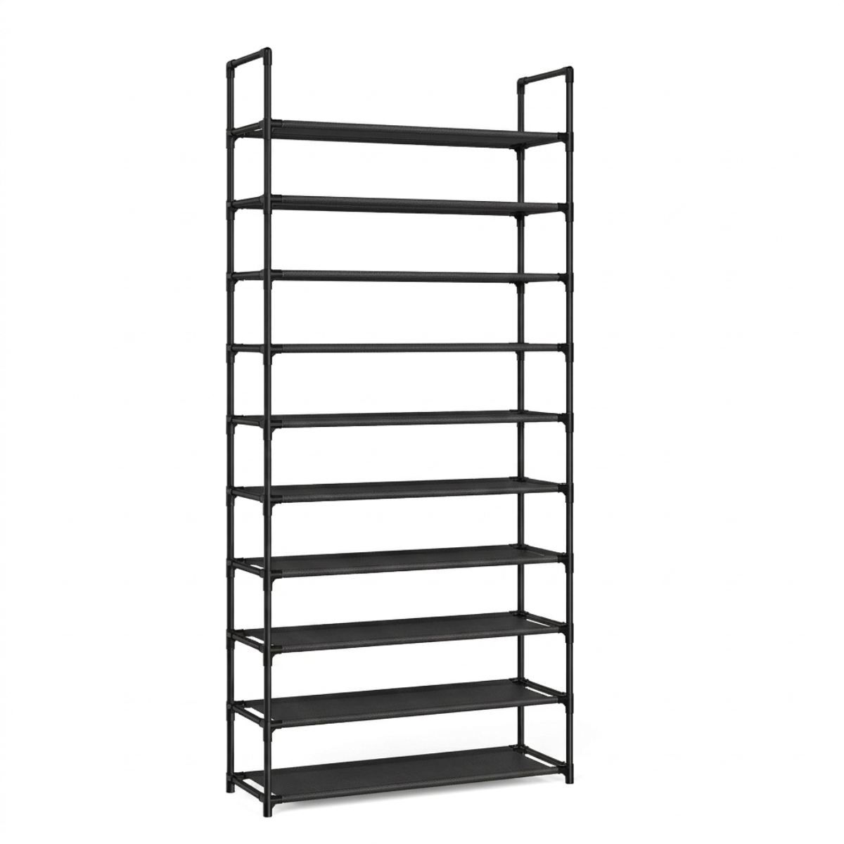 Lasa 10-Tier Wide Shoe Rack, Black - Holds up to 40 Pairs, Space-Saving Organiser