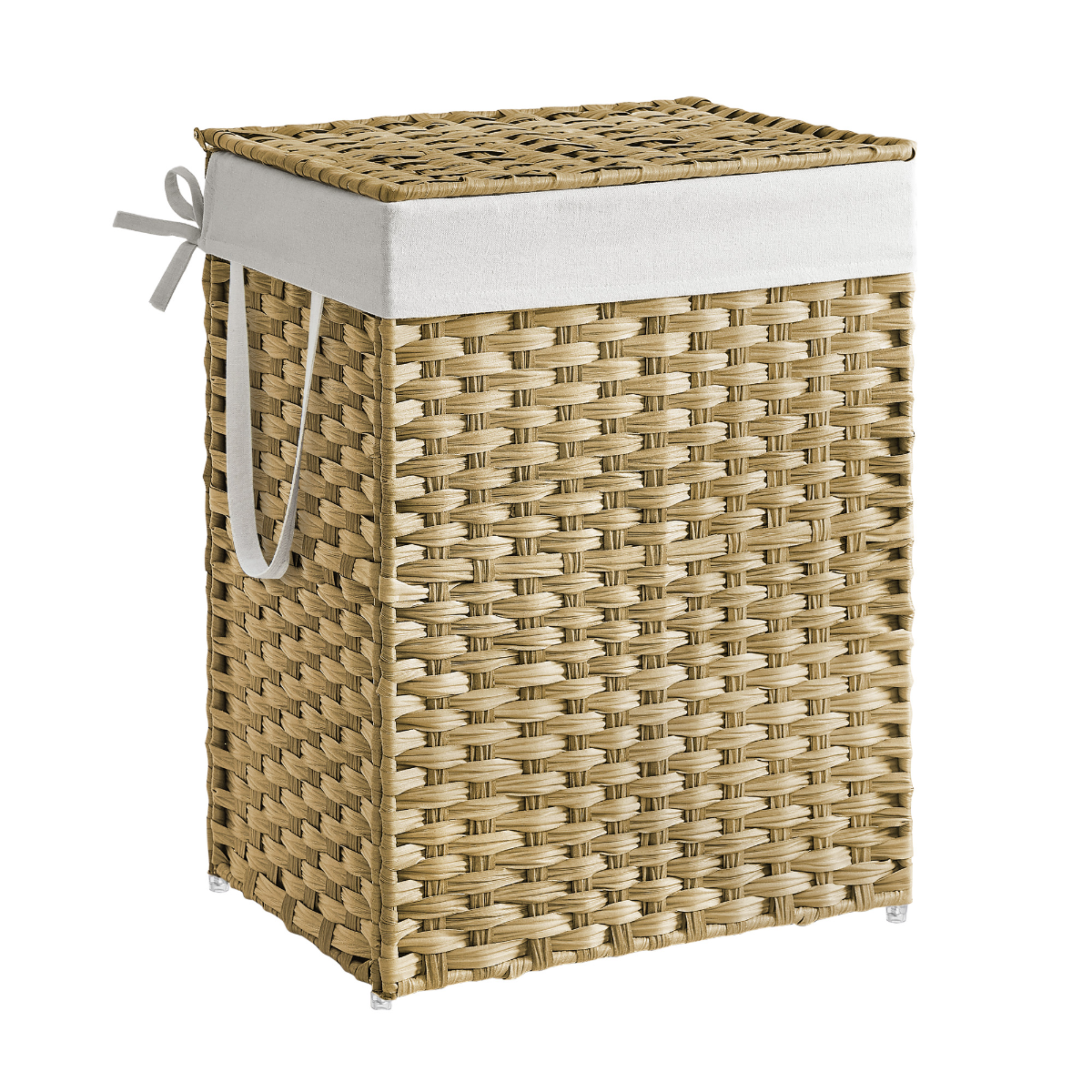 Lasa 90L Laundry Hamper with Lid, Natural Rattan - Removable Liner for Bathroom or Bedroom