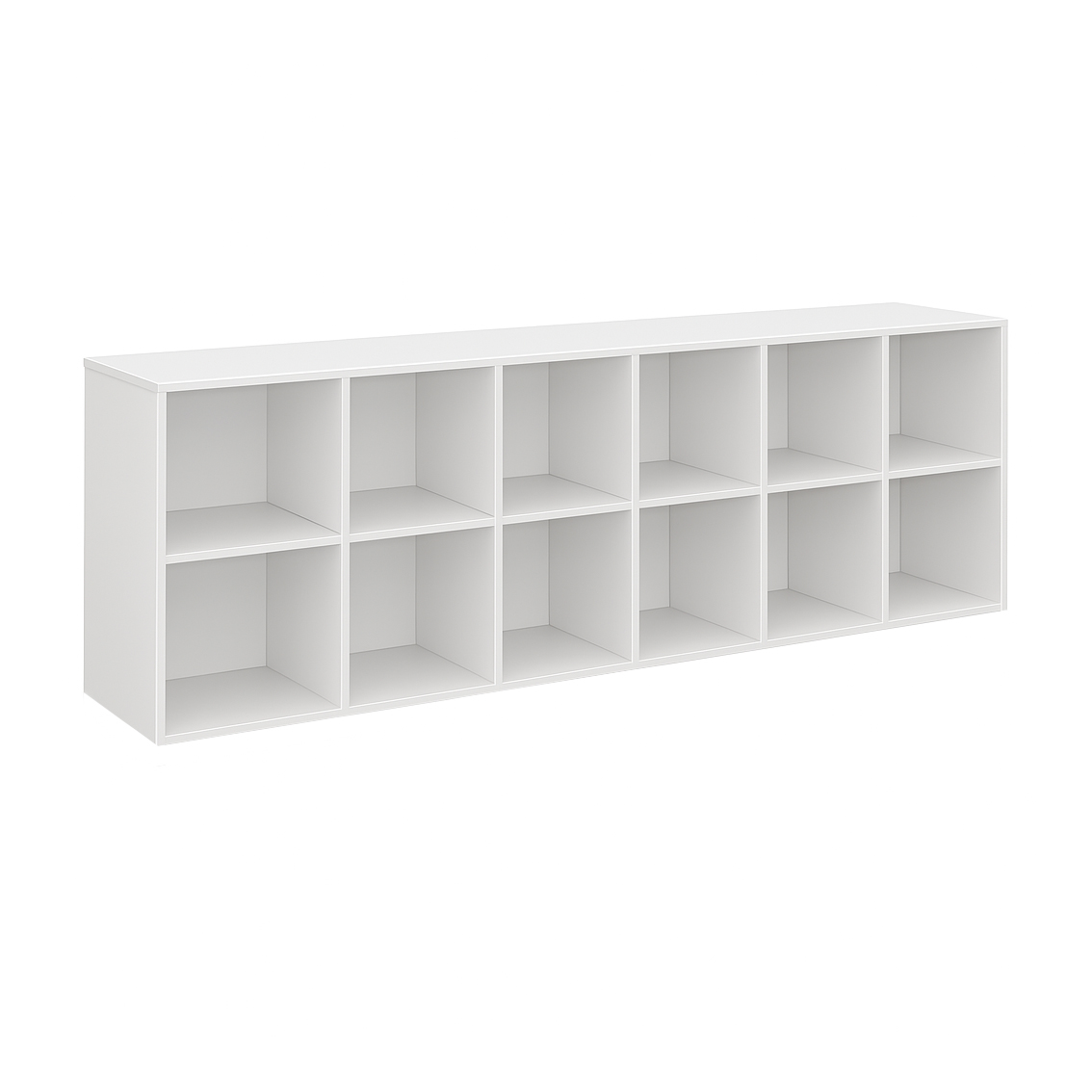 Lazava 12-Cube Vertical Bookshelf, White 2 x 6 Grid - Slim Storage Cabinet for Home & Office