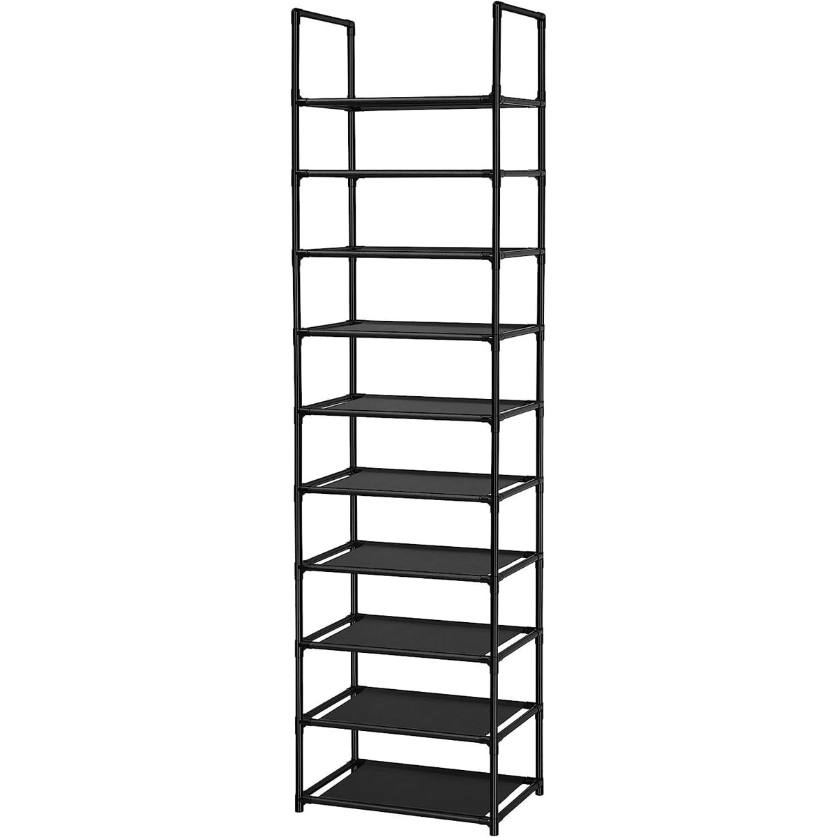 Lasa 10-Tier Tall Shoe Rack, Black - Holds 20 Pairs, Splits into Two 5-Tier Racks