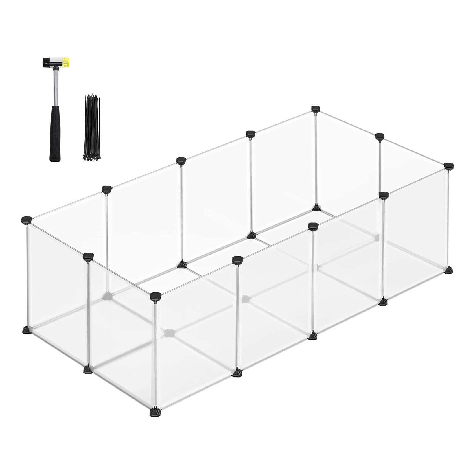 Lasa White Plastic Pet Playpen with Floor Plates - 0.98m Outdoor Enclosure for Small Animals