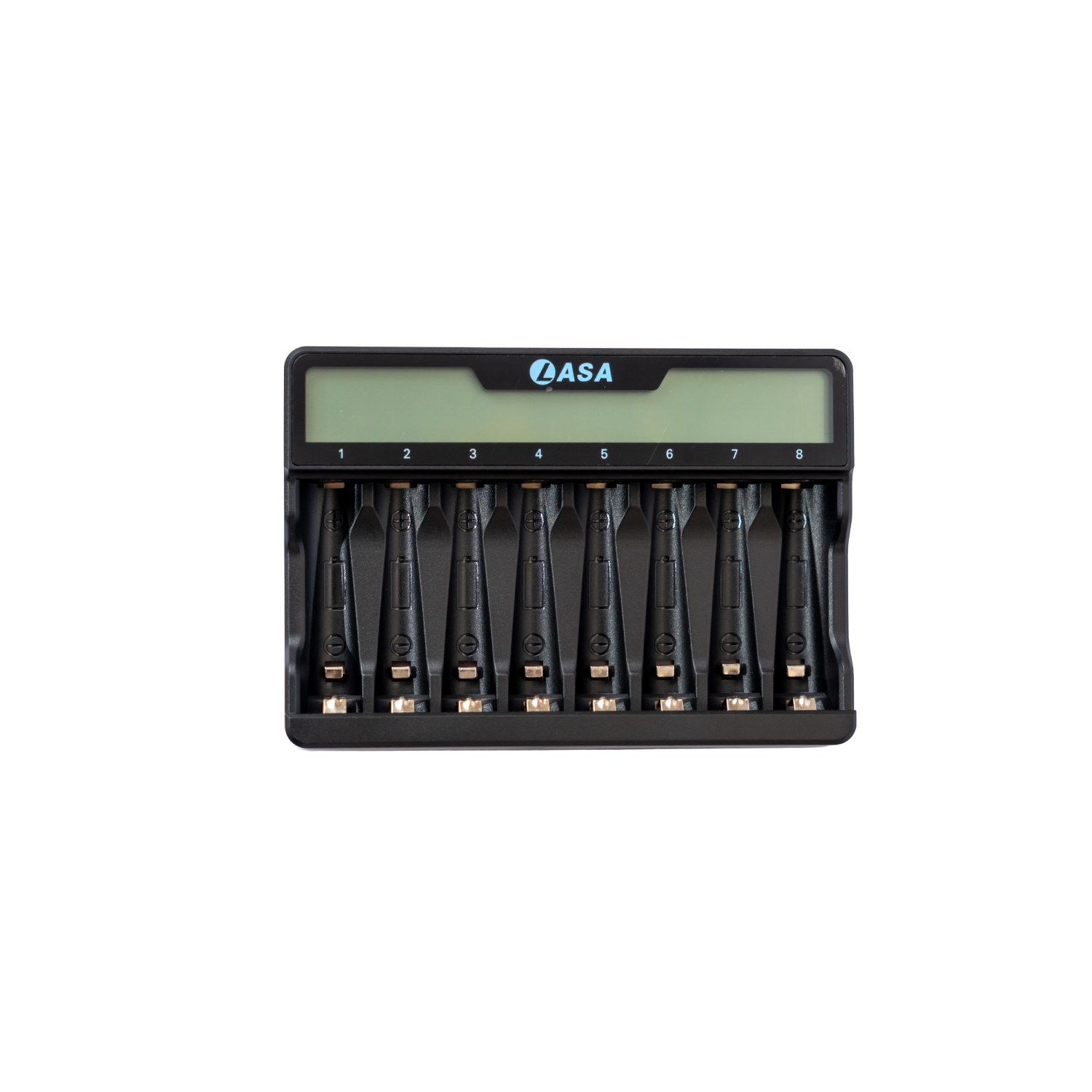 Lasa 8-Bay AA & AAA Battery Charger with USB-C Cable - 1.2V Ni-MH, Independent Bays