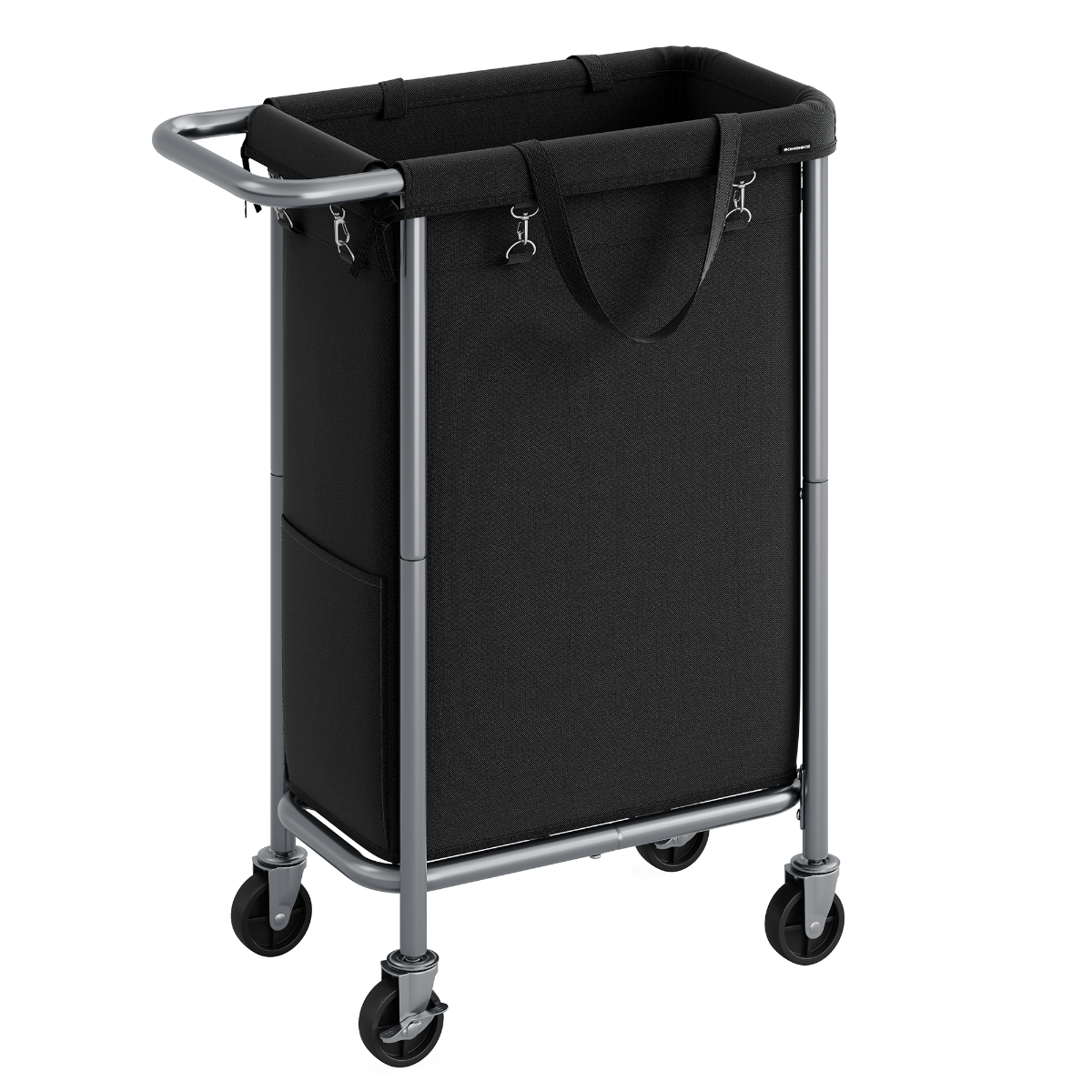 Lasa Rolling Laundry Hamper With Wheels, Single Compartment - Removable Liner Washing Basket Trolley