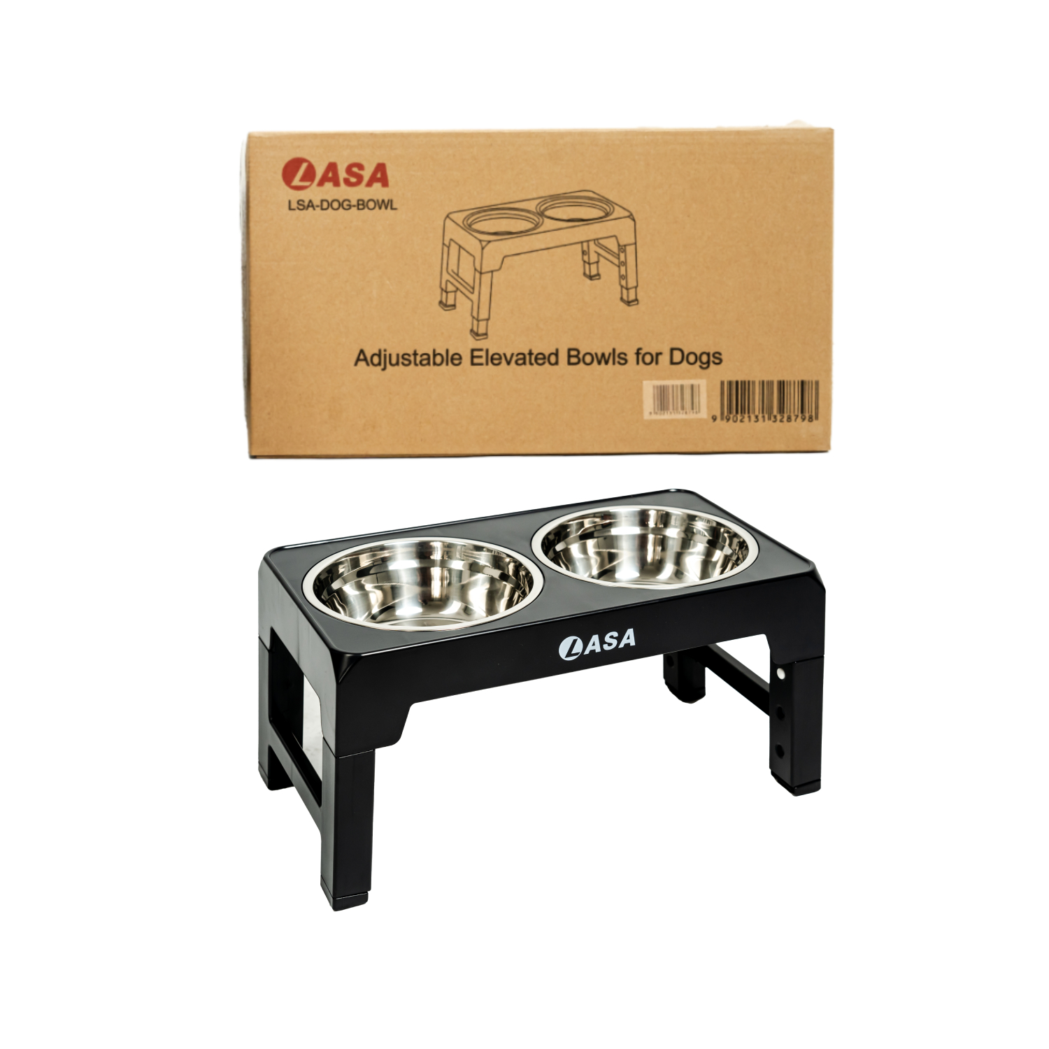 Lasa Elevated Dog Bowls - Adjustable Height for Comfortable Feeding