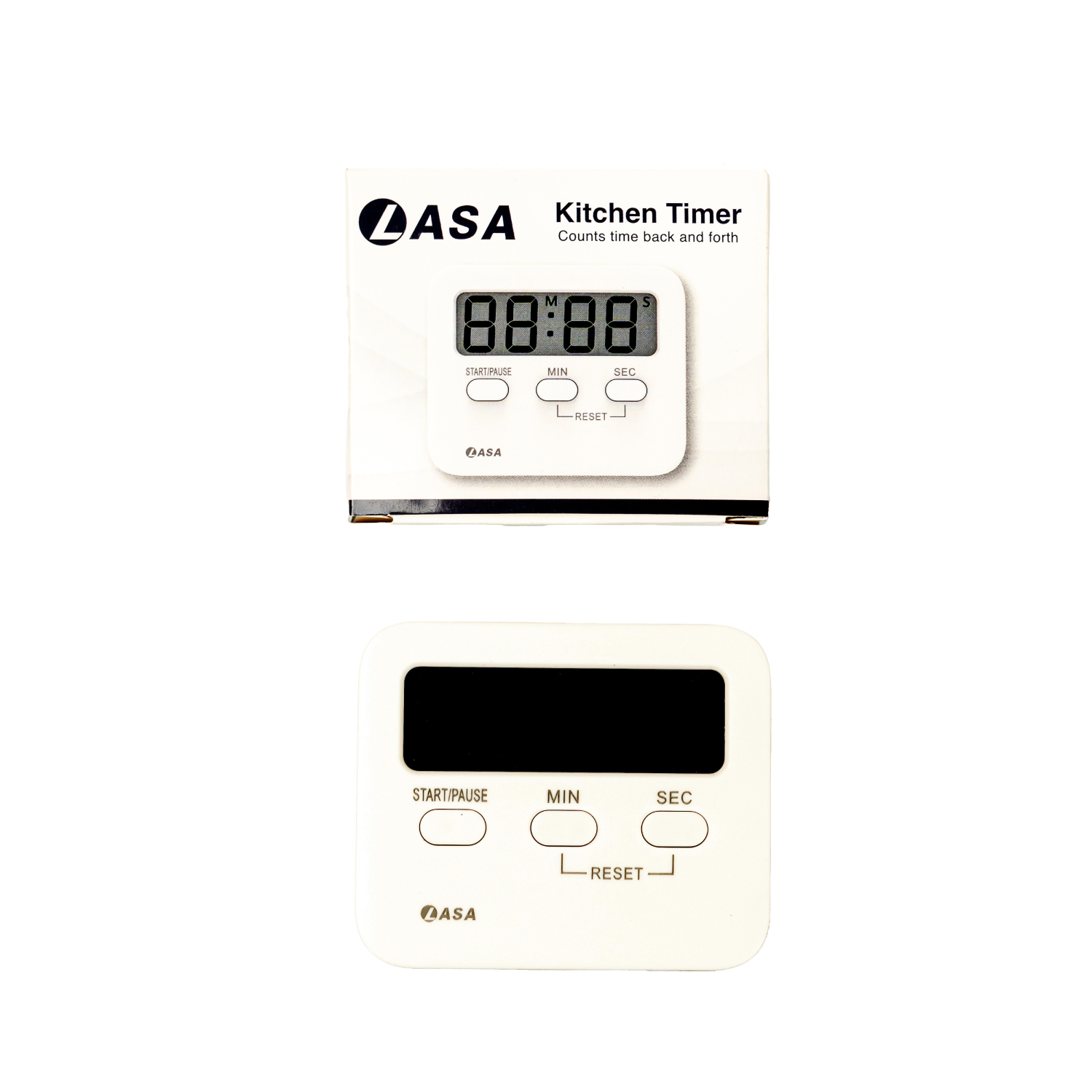 Lasa Magnetic Kitchen Timer with Retractable Stand - Loud Alarm Heard from Another Room